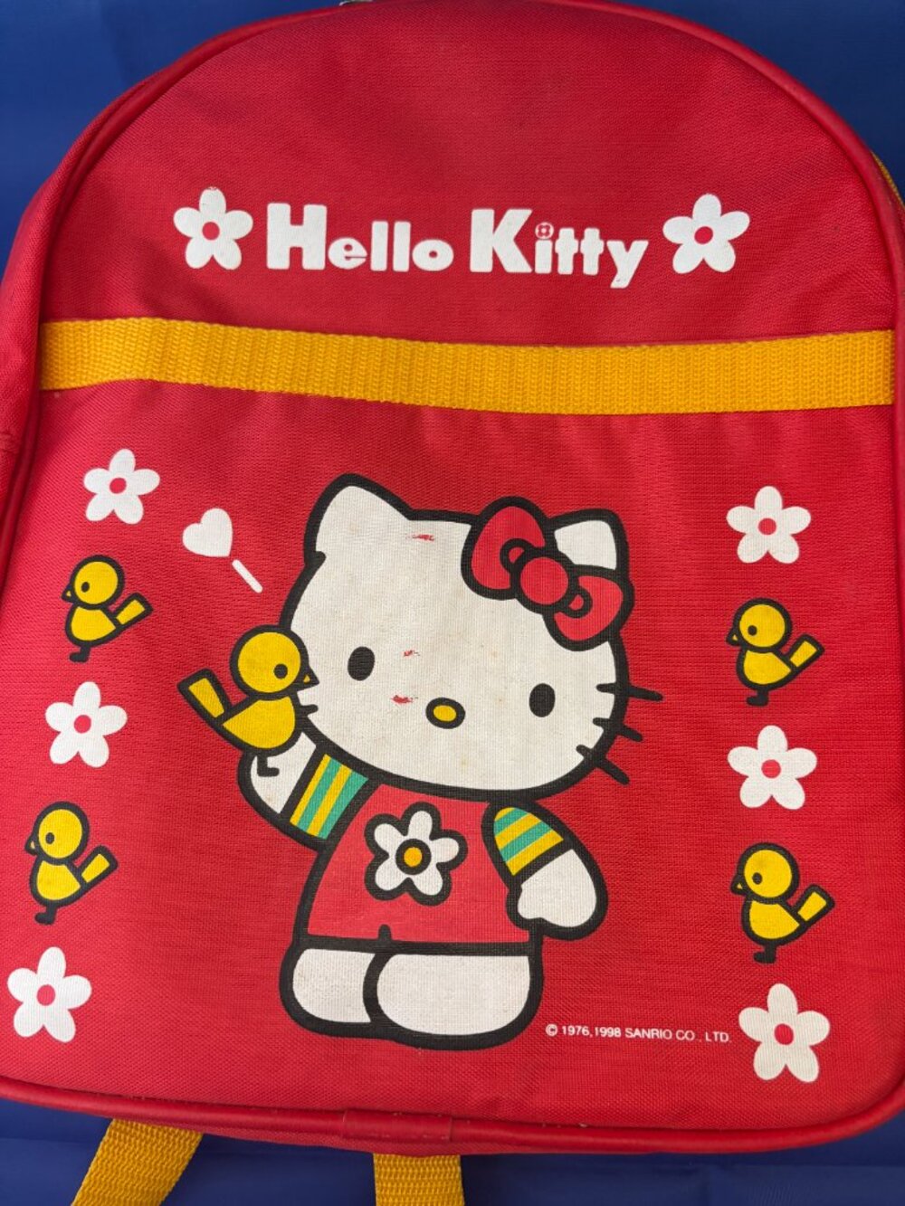 Vintage 1998 Hello Kitty Sanrio Red Kids Backpack Yellow Straps Y2K